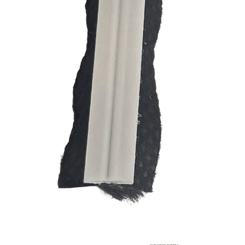 Close-up of a white strip with black textured material on either side